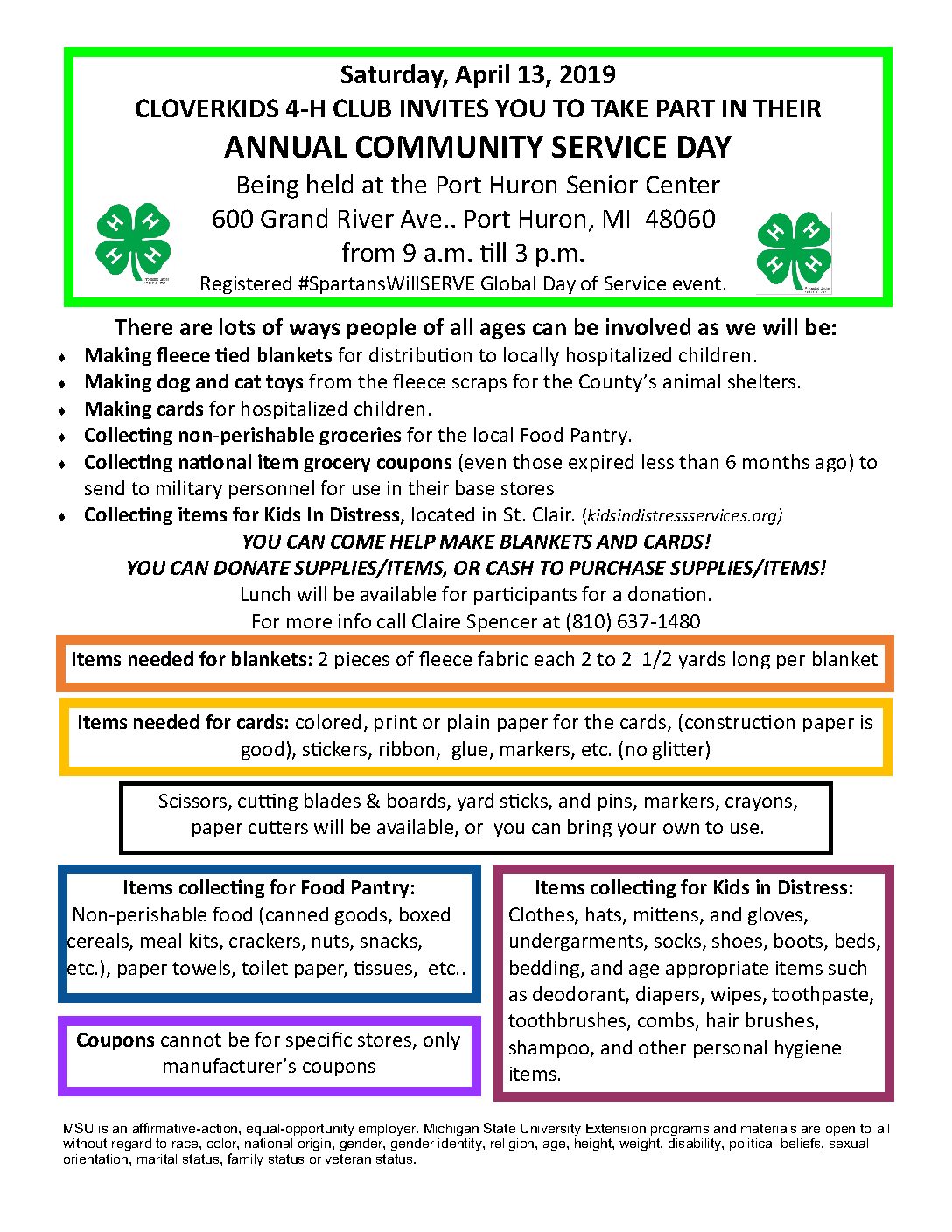 4 H Group Holds Community Day Of Service April 13th